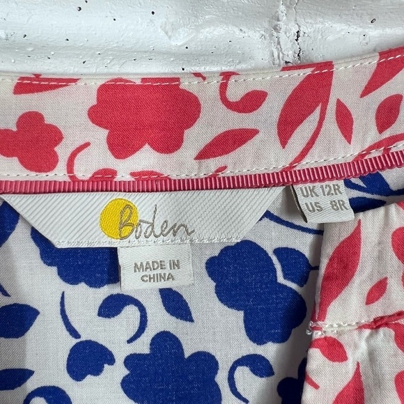 BODEN Floral Jodie Shift Dress/ Swim Cover 100% Cotton lightweight Size 8 - Picture 2 of 7